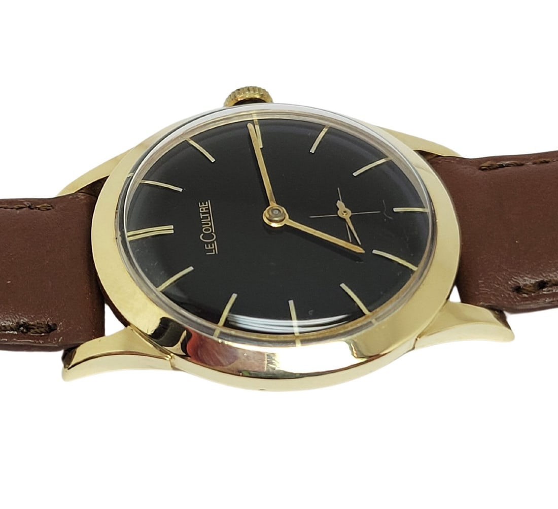 Vintage 14k LeCOULTRE Winding Watch c.1960s Cal 480/CW* BLACK DIAL*EXLNT - 7