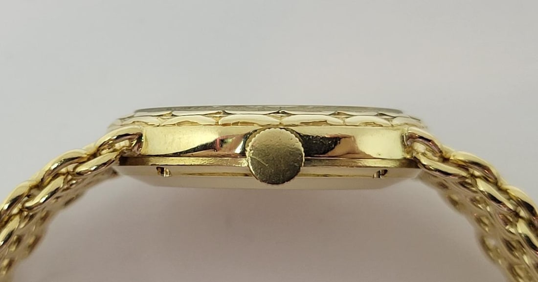 Solid 18k PIAGET Ladies Dress Winding Watch Ref 6822 K20* Tiger-Eye Stone Dial - 6