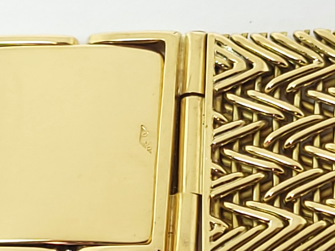 SOLID 18k Yellow GOLD Watch Foxtail Bracelet 18 mm Logs EXLNT 44.6 grams - 5