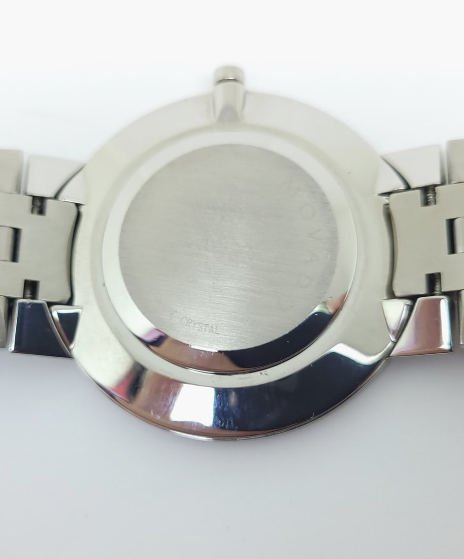 Steel MOVADO Faceto 84.45.1892 Diamond Wrist Watch 38 mm Black Dial Quartz EXLNT - 11