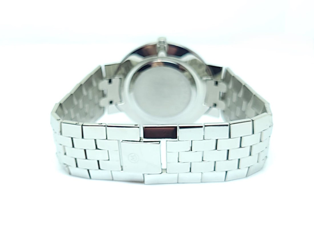 Steel MOVADO Faceto 84.45.1892 Diamond Wrist Watch 38 mm Black Dial Quartz EXLNT - 4