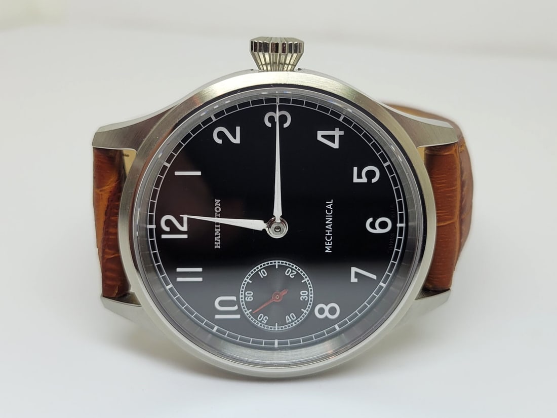 Men's S/Steel High Grade HAMILTON Winding Watch Cal 917 Re-Cased* Black DIAL - 2