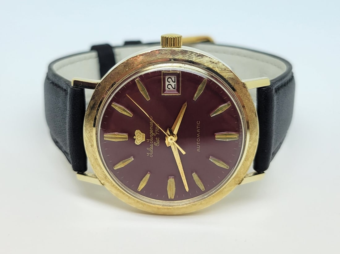 Vintage 14k JULES JURGENSEN 17J Automatic Watch 1960s Cal 1902/3 EXLNT* SERVICED - 2
