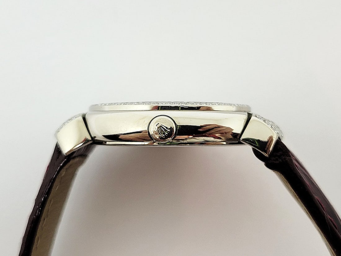 Ladies Solid 18k White ROLEX CELLINI Watch with Factory Diamonds Ref. 6673 EXLNT - 6