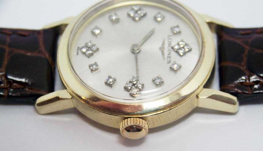 Solid 14k LONGINES Unisex Winding Watch w/Daimonds c.1950s* EXLNT* SERVICED - 10