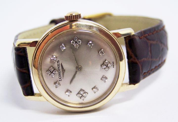 Solid 14k LONGINES Unisex Winding Watch w/Daimonds c.1950s* EXLNT* SERVICED - 3