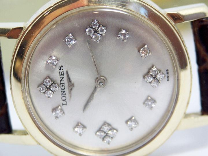 Solid 14k LONGINES Unisex Winding Watch w/Daimonds c.1950s* EXLNT* SERVICED - 7