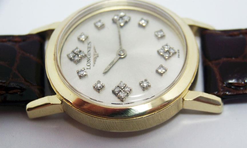 Solid 14k LONGINES Unisex Winding Watch w/Daimonds c.1950s* EXLNT* SERVICED - 8