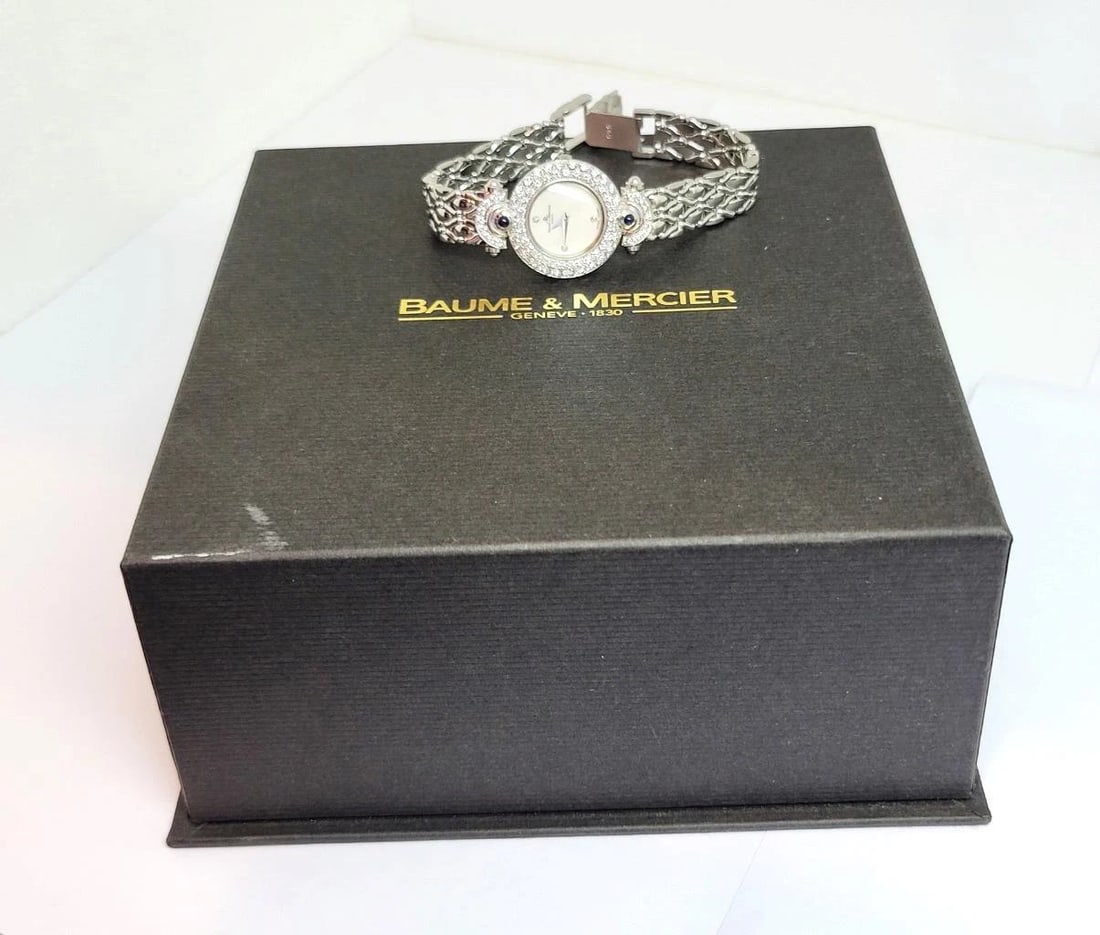 Vintage 18k White Gold BAUME & MERCIER Ladies Watch 16780 with Diamonds* EXLNT - 16