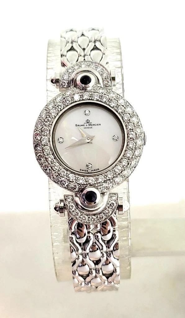 Vintage 18k White Gold BAUME & MERCIER Ladies Watch 16780 with Diamonds* EXLNT - 2