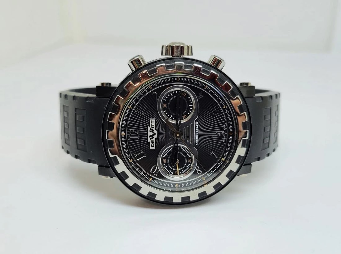 Mens DeWITT Academia Black Stream Automatic Chronograph watch AC.6005.37.1 EXLNT (1 of 8)