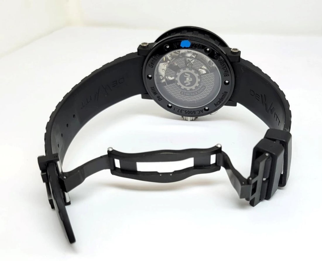 Mens DeWITT Academia Black Stream Automatic Chronograph watch AC.6005.37.1 EXLNT - 7