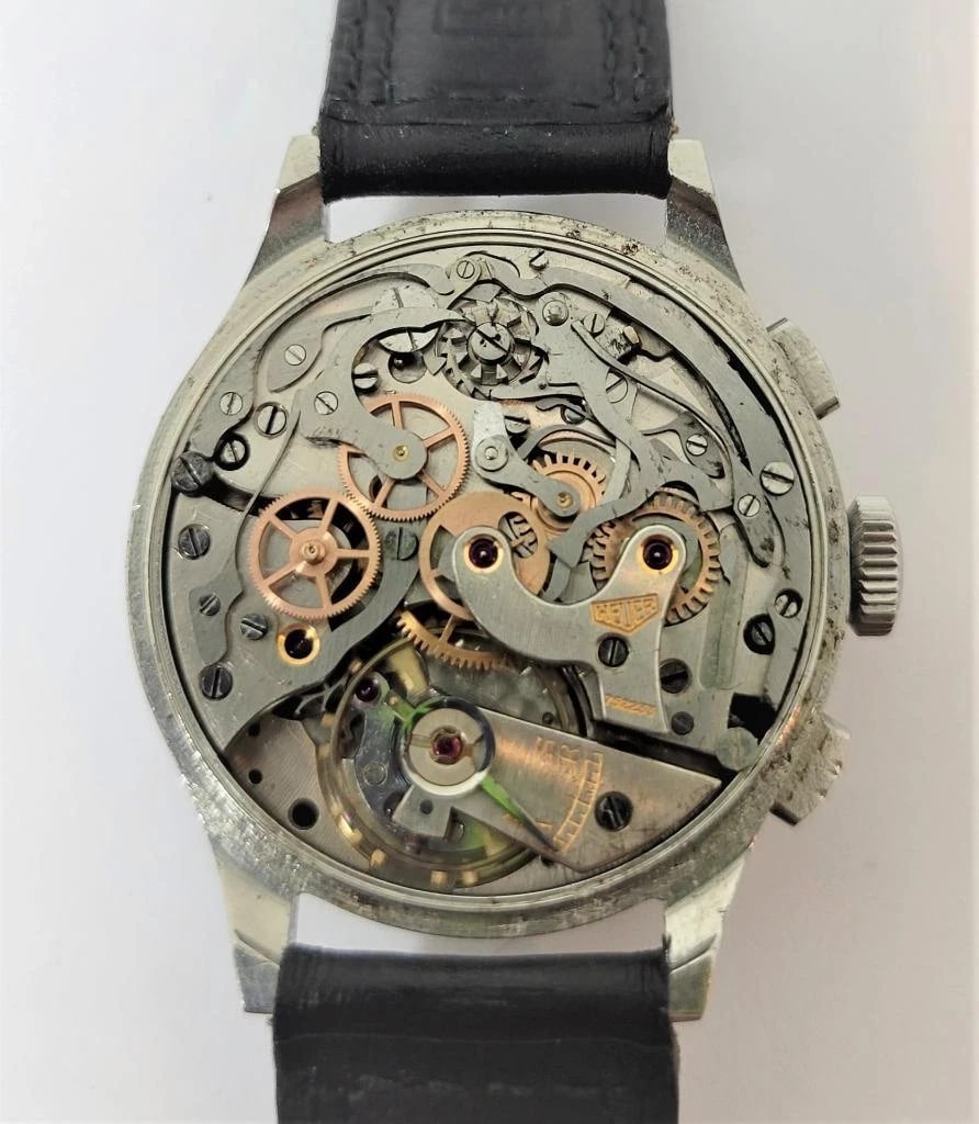 Vintage Mens S/Steel HEUER Winding Chronograph Watch 345 Valjoux 71 1940s EXLNT - 11