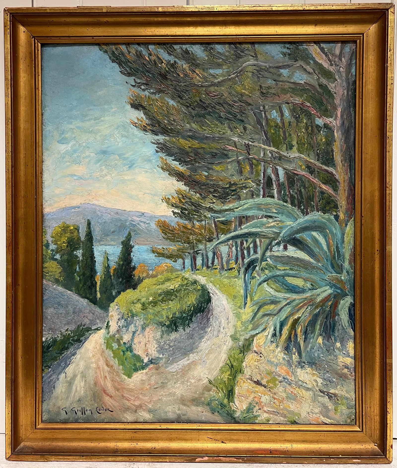 French School; Mid 20th Century French Post-Impressionist Landscape Pine Trees Coastal Path - 7