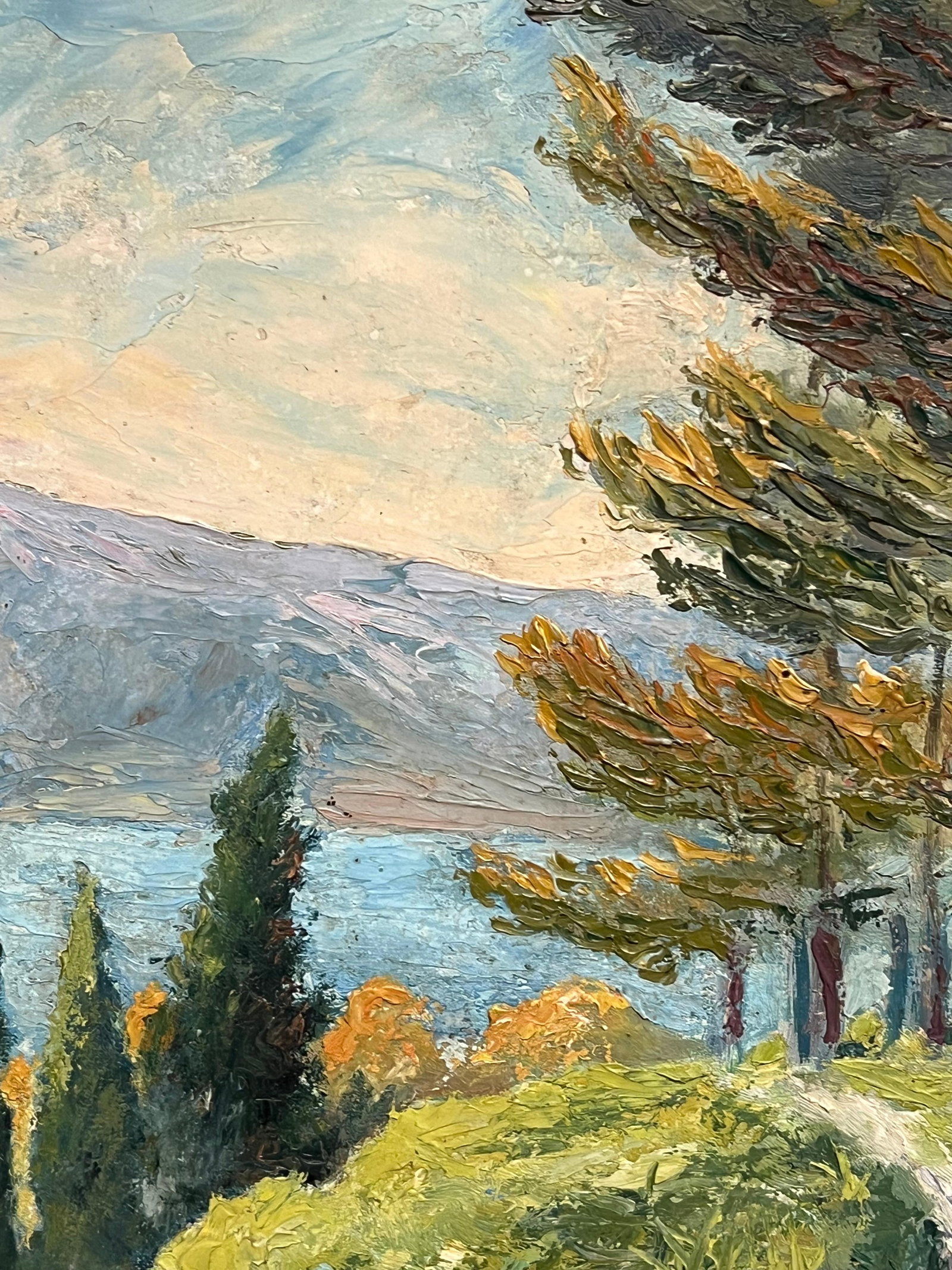 French School; Mid 20th Century French Post-Impressionist Landscape Pine Trees Coastal Path - 11