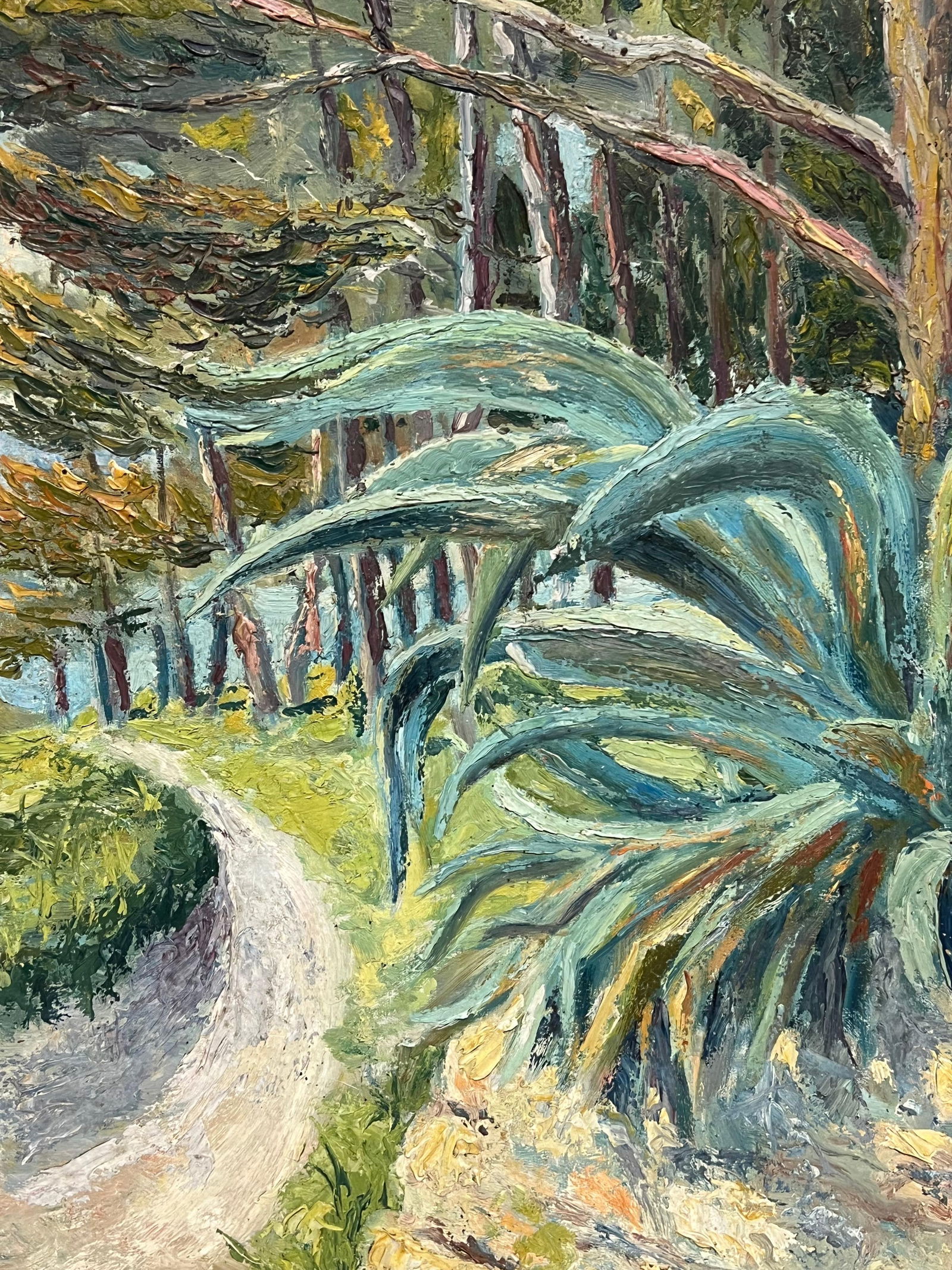 French School; Mid 20th Century French Post-Impressionist Landscape Pine Trees Coastal Path - 16