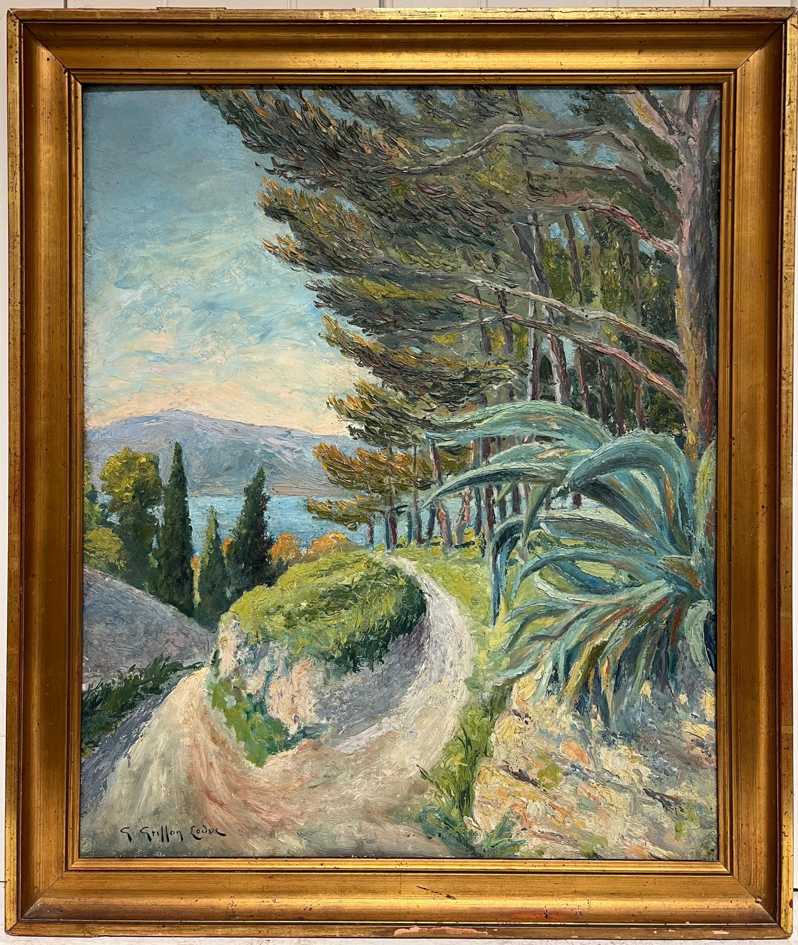 French School; Mid 20th Century French Post-Impressionist Landscape Pine Trees Coastal Path - 5