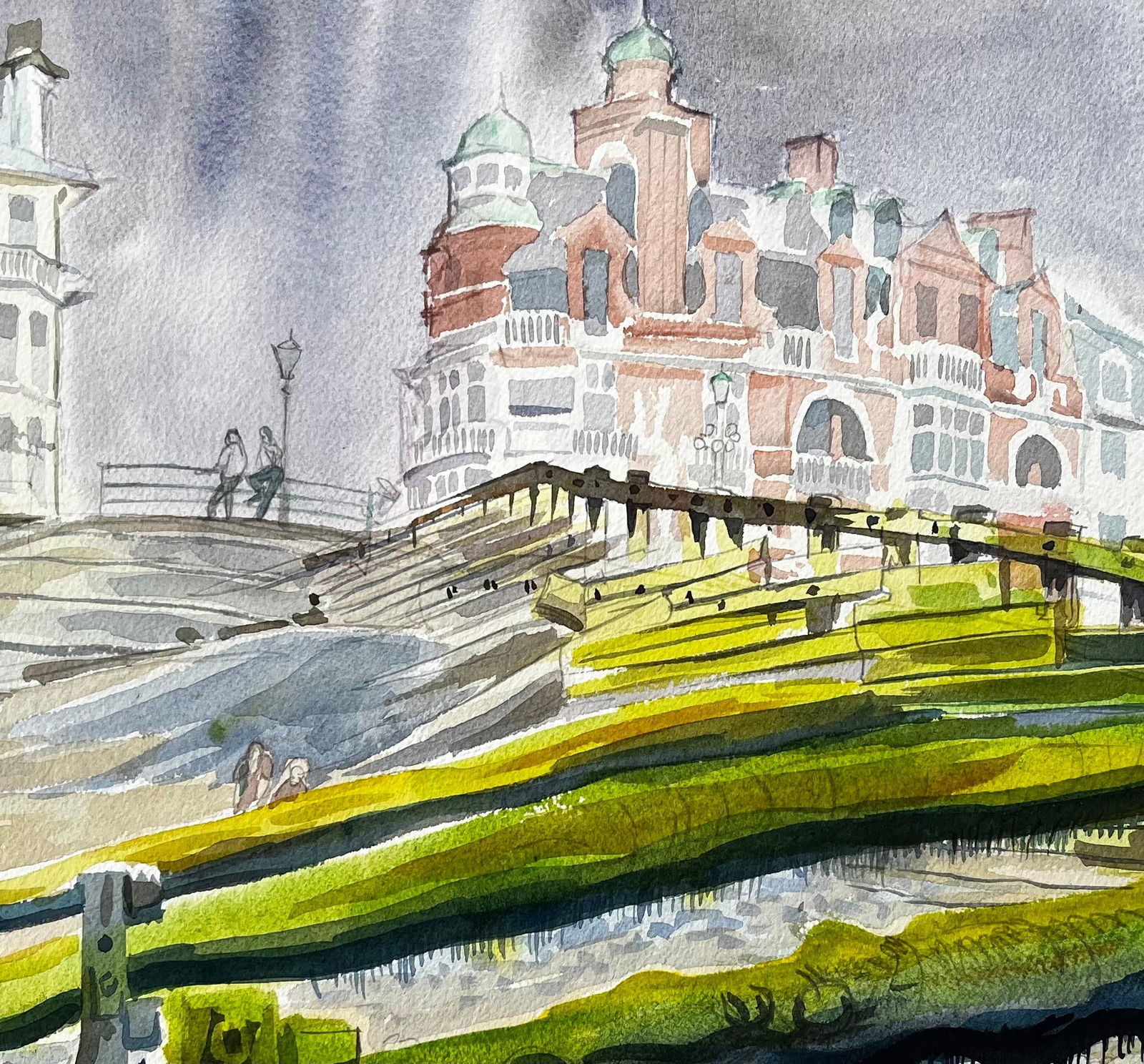 John Steane (b.1931); Worthing Seafront View with Pier Groynes and Promenade Architecture 1973, 1973 - 2