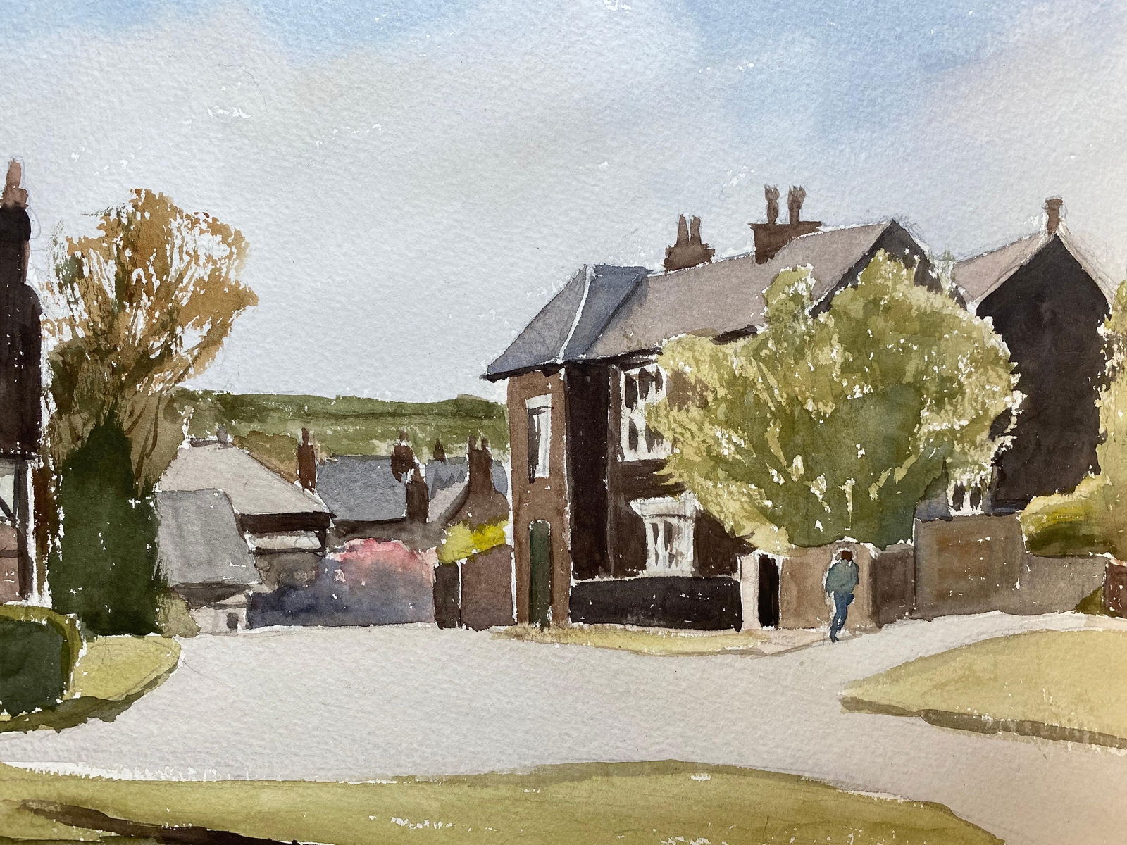 English Rural Country Village, Signed Original British Watercolour Painting, circa 1970s - 11
