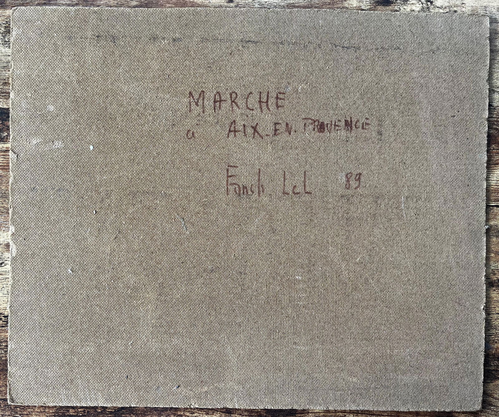 Fanch Lel; French Market Scene Aix en Provence Trees Figures and Flowers 1989 Painting, 1989 - 13