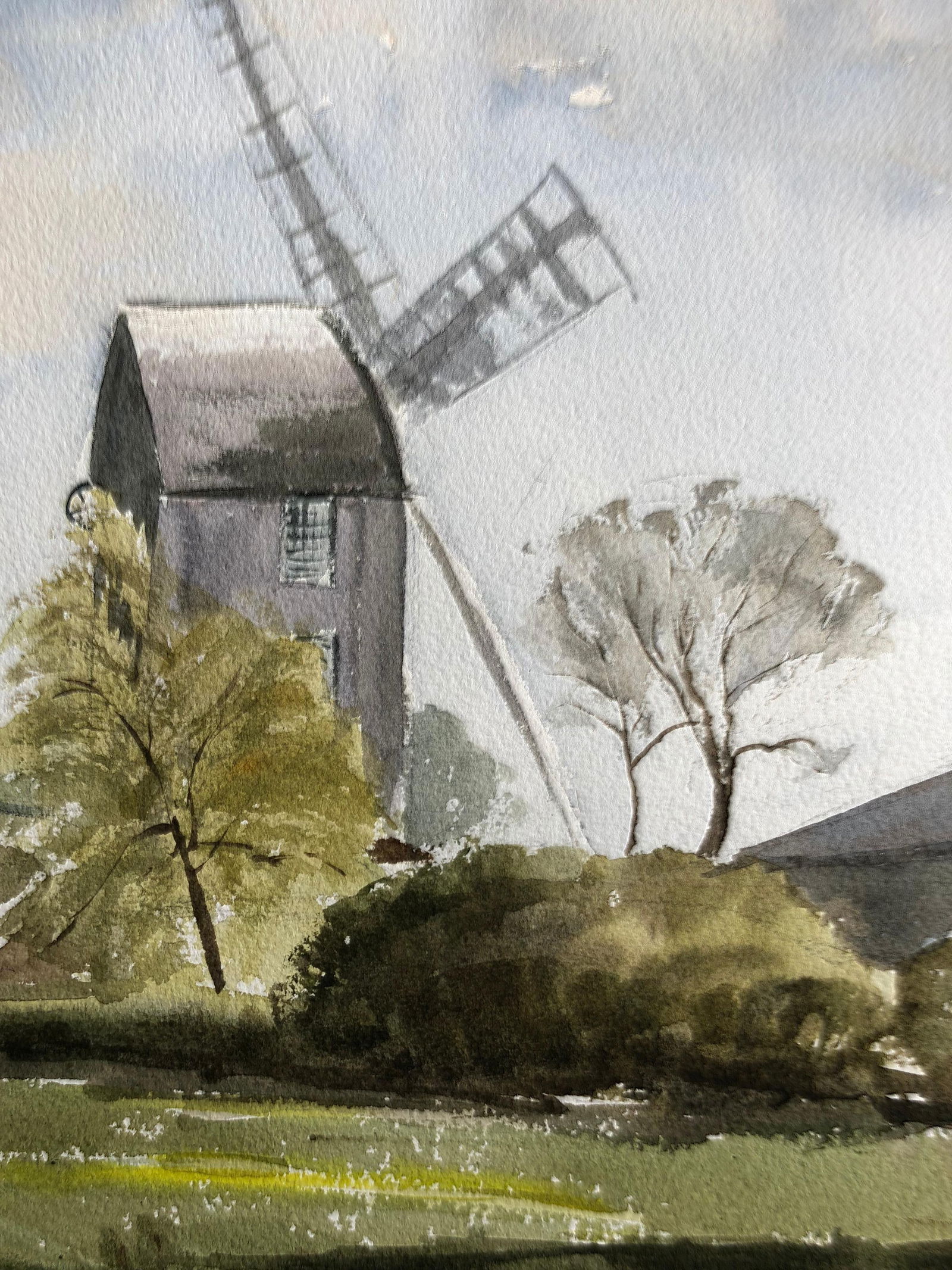 Saxshead Mill Waterford, Original British Watercolour Painting, circa 1991 - 9