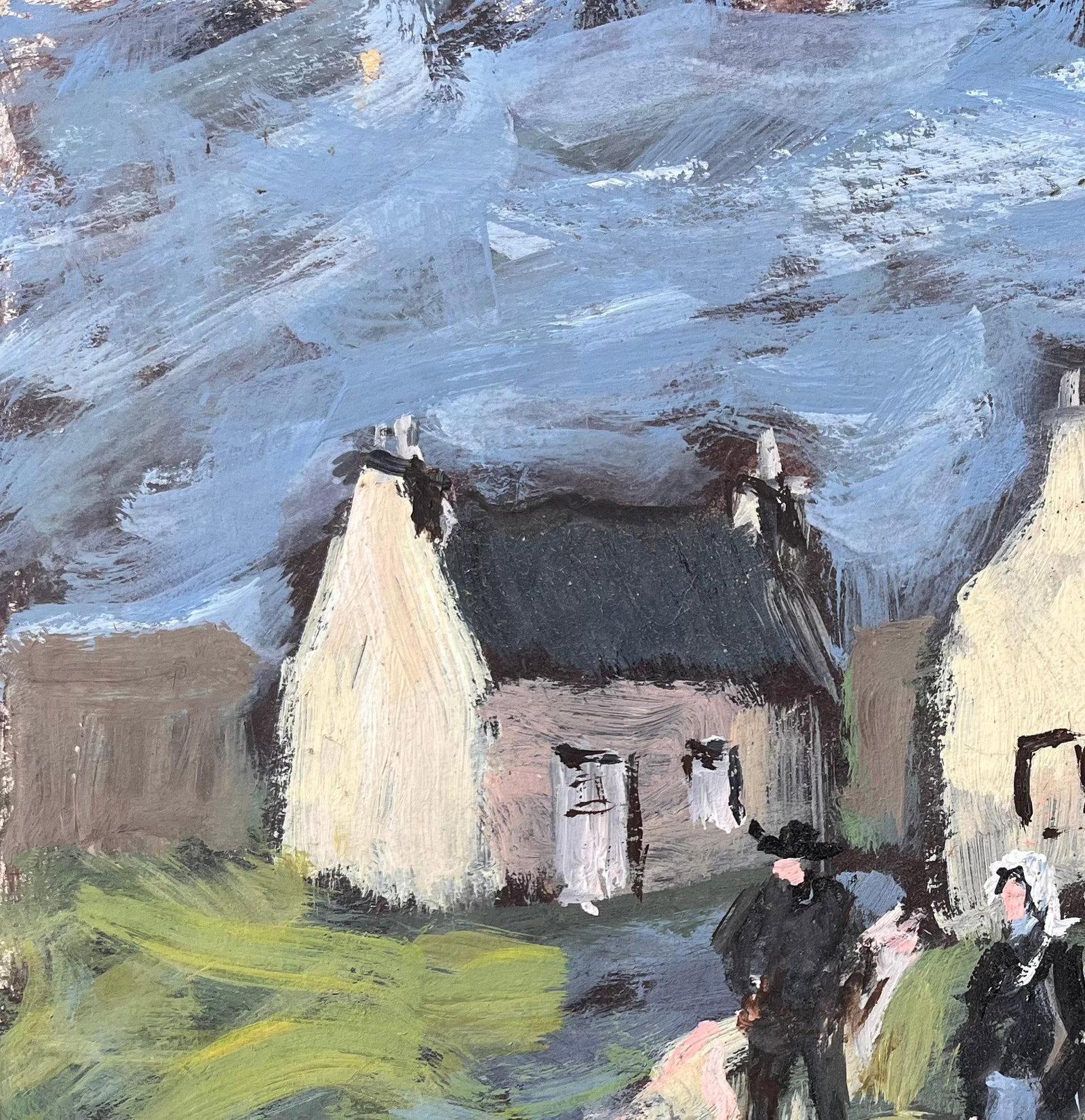 Fanch Lel; French Impressionist Painting of Breton Village with Traditional Dress - 17