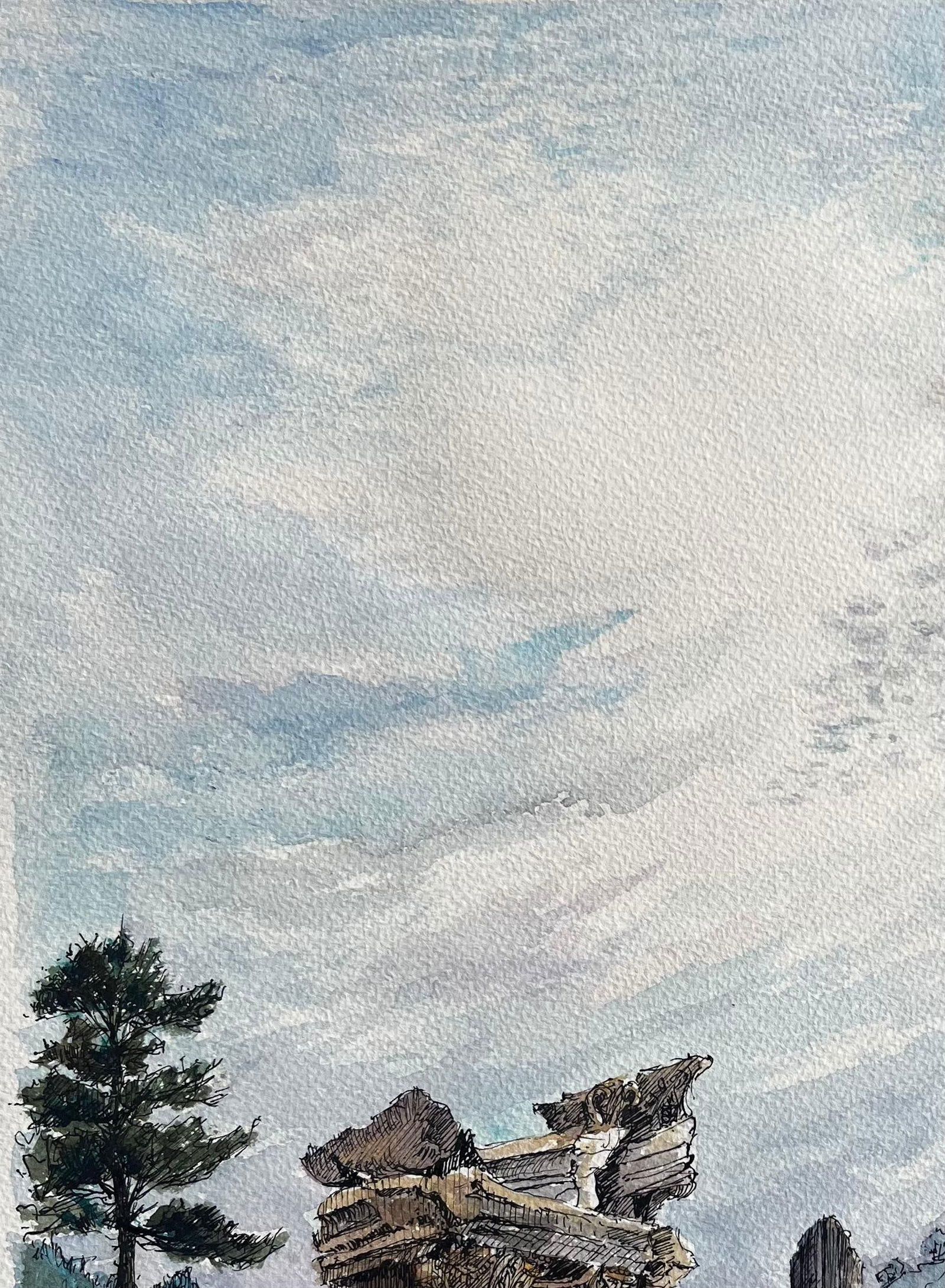 Robert Lepine (1929 - 2017); French Watercolor of Ruins of Glanum in Saint-Rémy-de-Provence, - 11