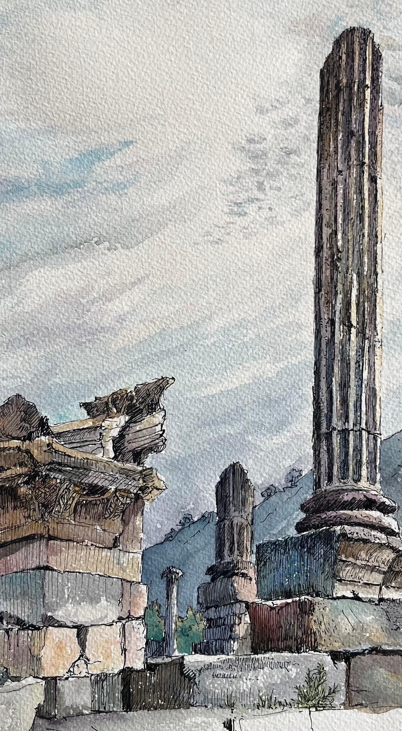 Robert Lepine (1929 - 2017); French Watercolor of Ruins of Glanum in Saint-Rémy-de-Provence, - 13