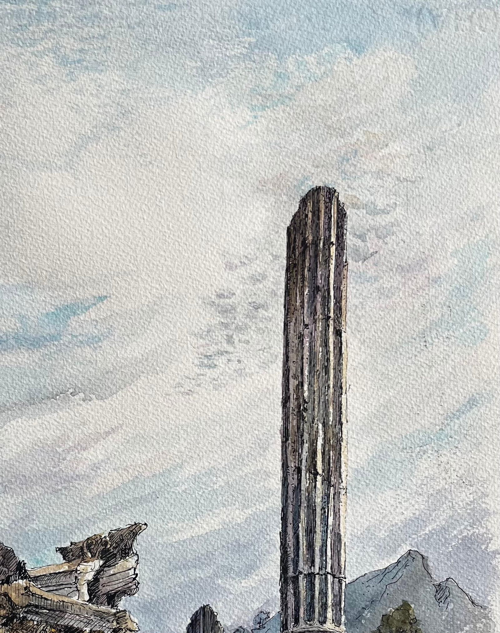 Robert Lepine (1929 - 2017); French Watercolor of Ruins of Glanum in Saint-Rémy-de-Provence, - 4