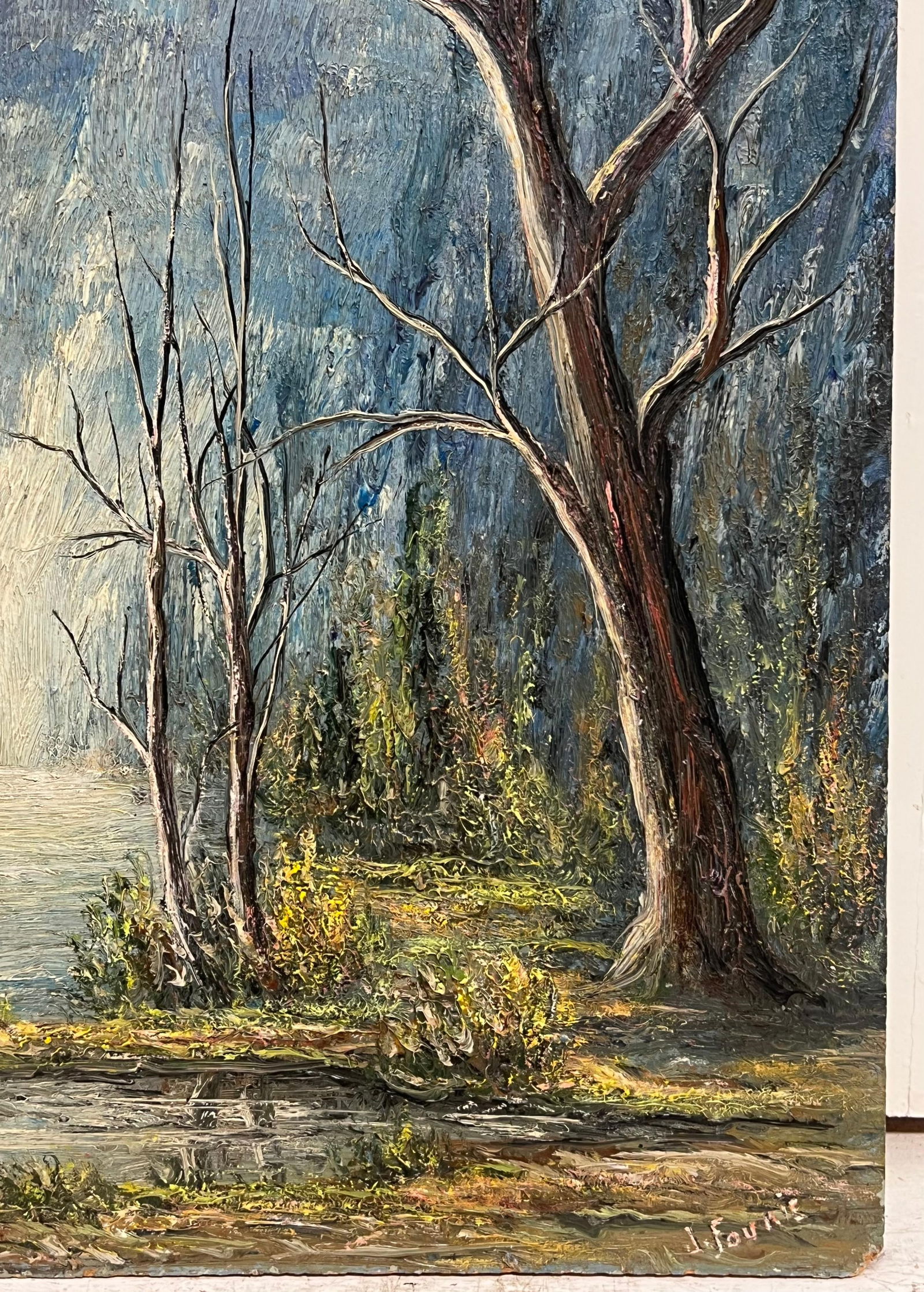 Jean Fourie; Bare Trees Along a Riverbend in Winter Light Oil Landscape Painting - 10