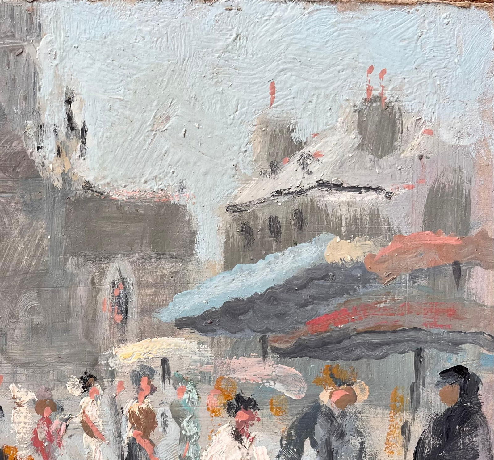 Fanch Lel; French Impressionist Market Scene at Dinan with Church and Figures, 1998 - 20