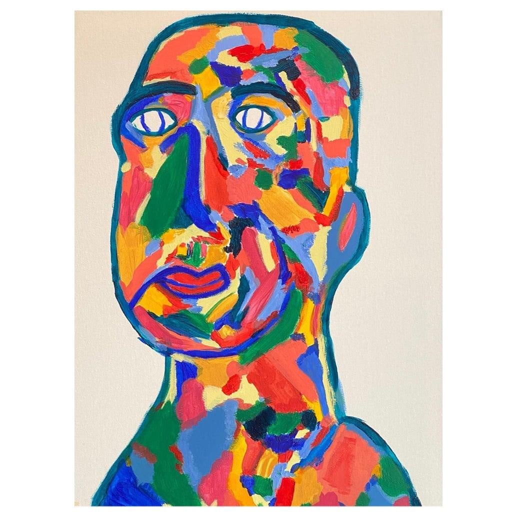 Bolly Frost Contemporary Abstract British Painting, Wacky Portrait of Man, 2022 - 9