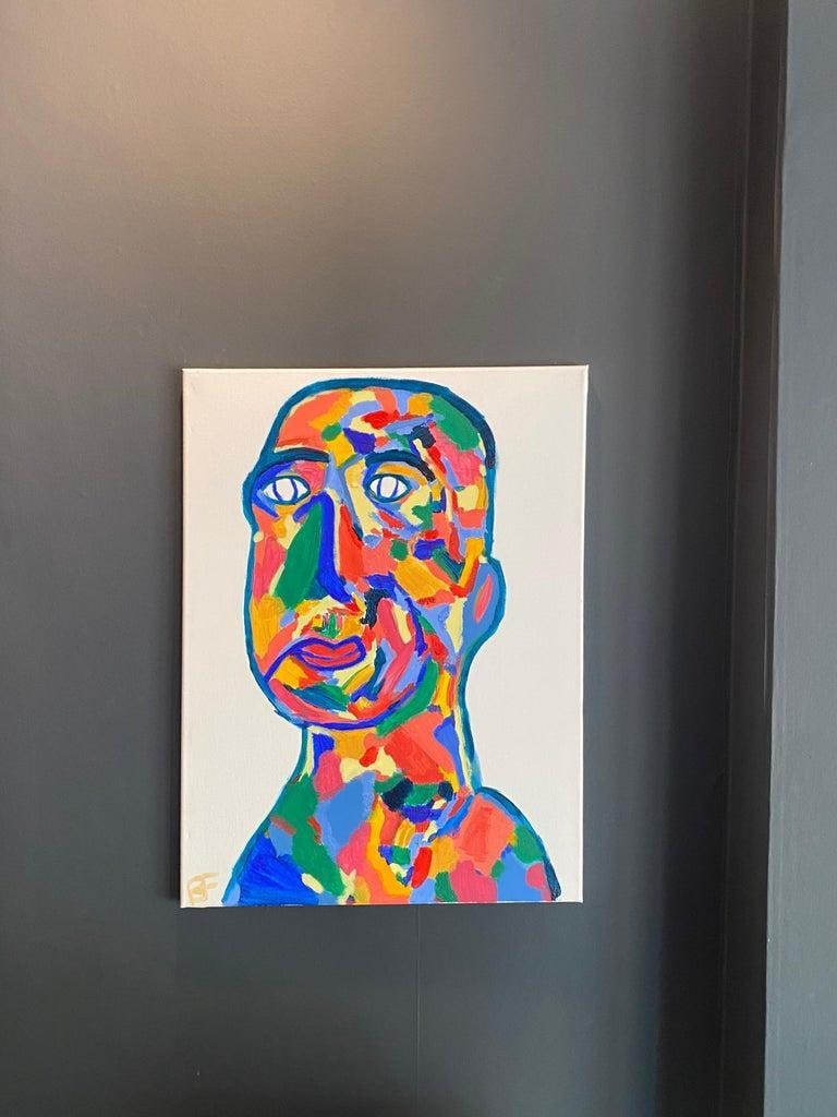 Bolly Frost Contemporary Abstract British Painting, Wacky Portrait of Man, 2022 - 10