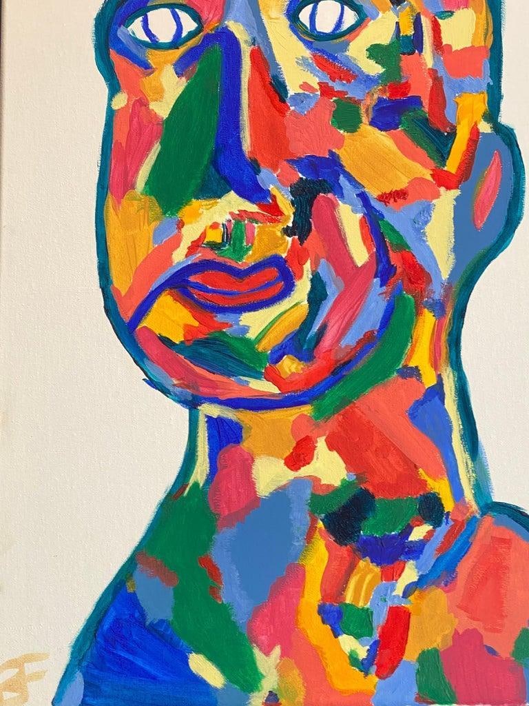 Bolly Frost Contemporary Abstract British Painting, Wacky Portrait of Man, 2022 - 2