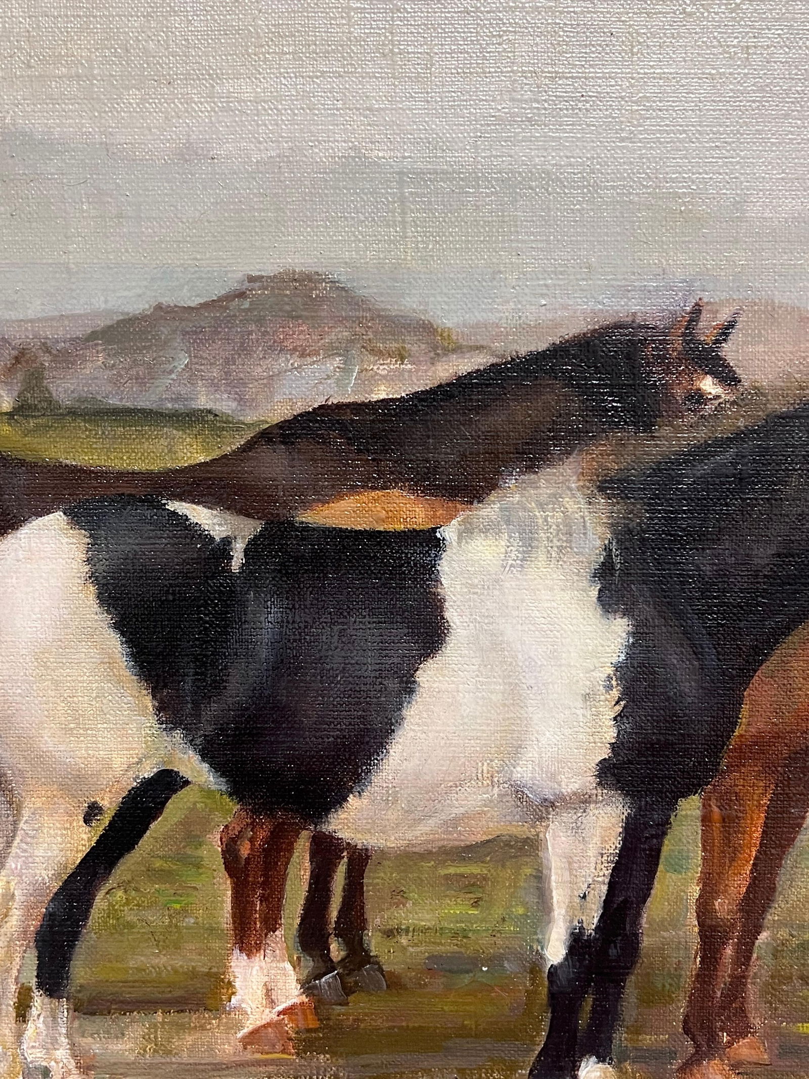 Sven Erik Hellqvist (1916-1997); Three Horses in the Green Grass Meadow Large 20th Century Oil - 7