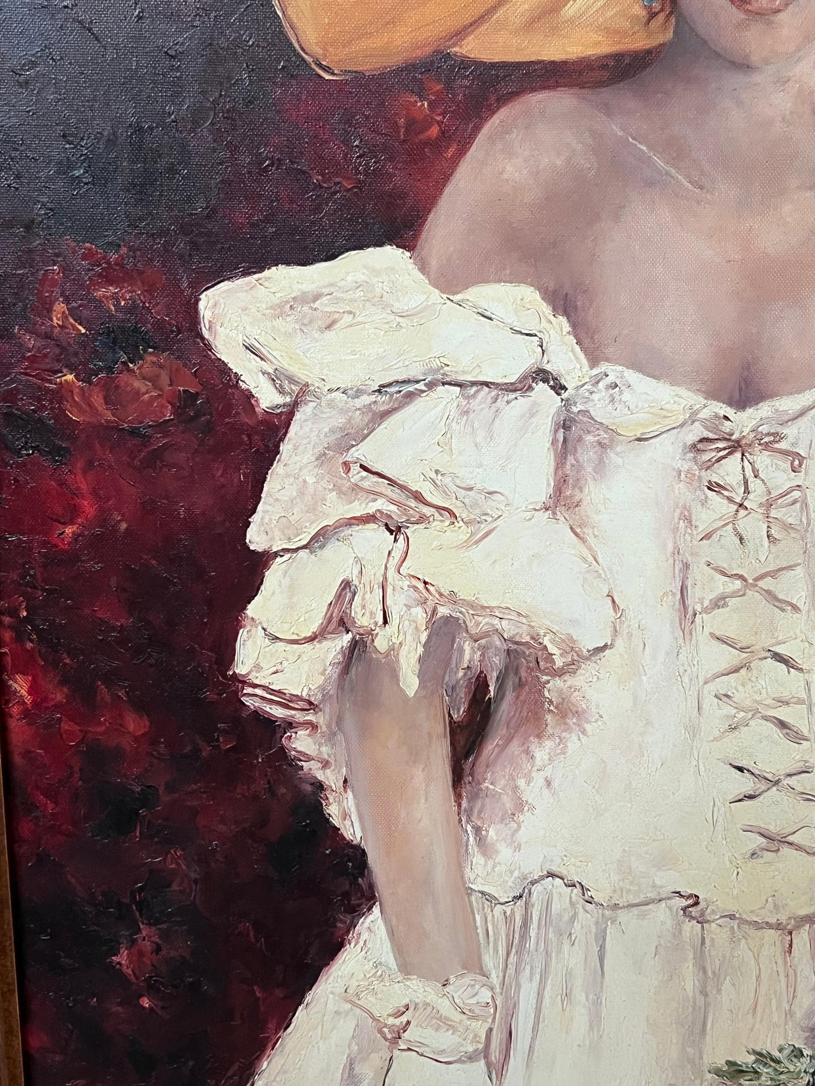 Annie Faure; 20th Century French Oil Painting Elegant Lady in Hat with Flower Large Canvas - 14