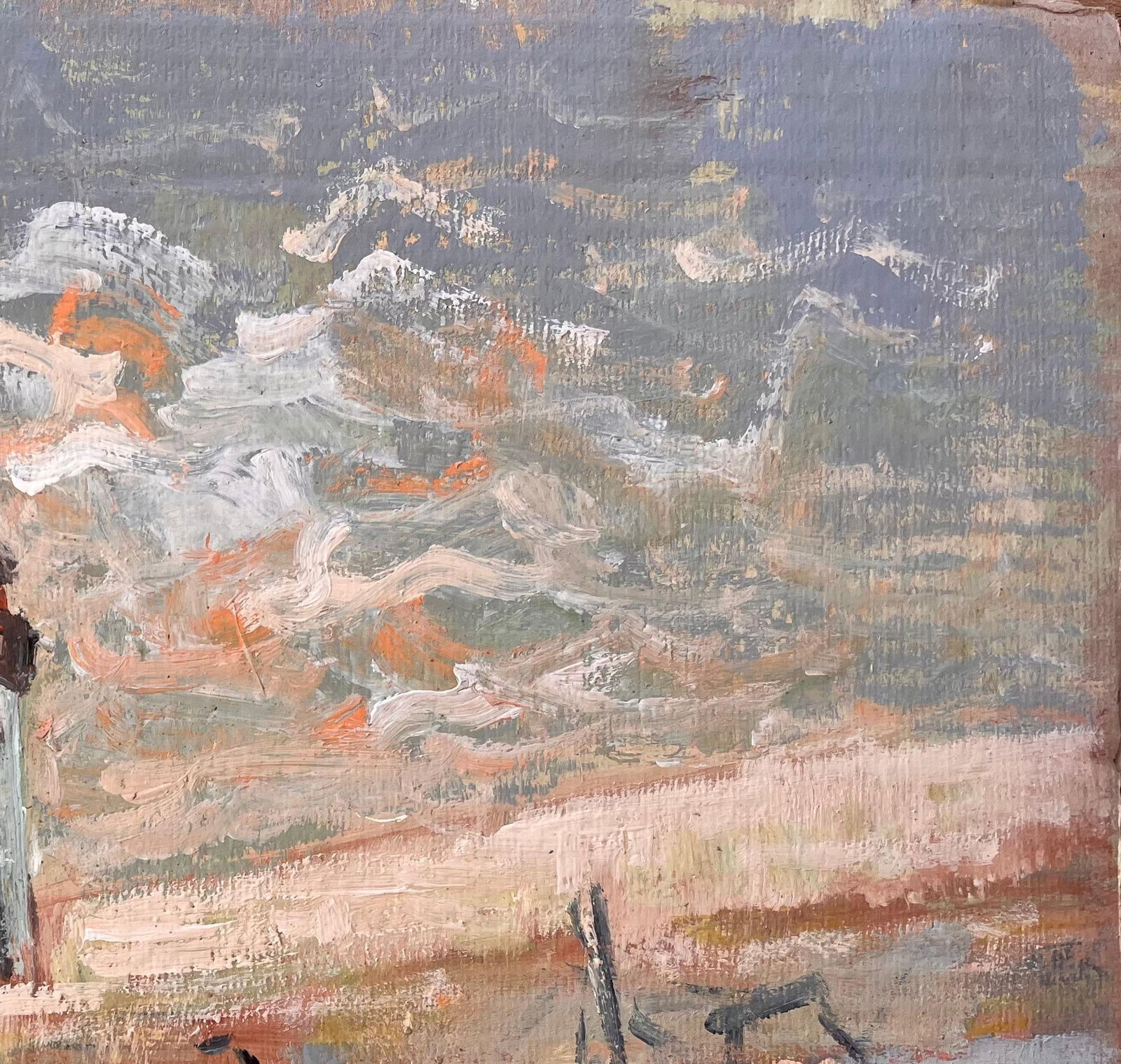 Fanch Lel; Impressionist Lighthouse Scene with Beached Fishing Boats and Dramatic Sky - 9