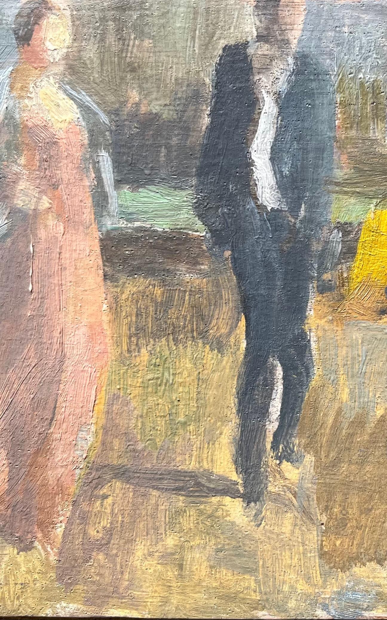 Bernadette Kelly; 20thC French Modernist Oil Painting of Elegant Figures in a Park - 3