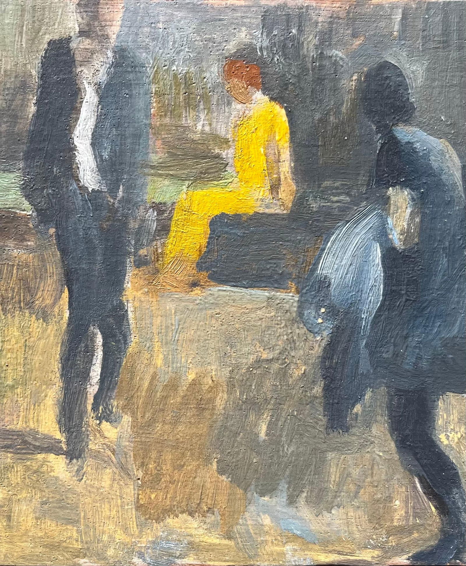 Bernadette Kelly; 20thC French Modernist Oil Painting of Elegant Figures in a Park - 4