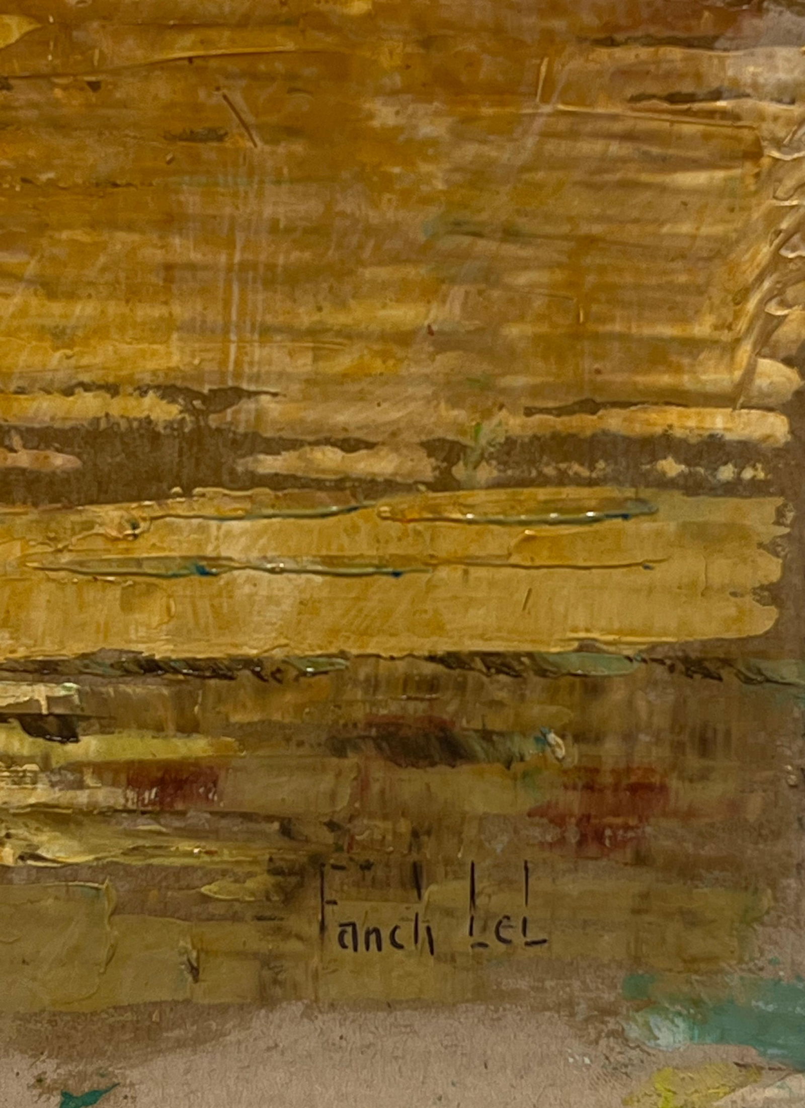 Fanch Lel; French Impressionist Boat In Still Shore in the Lighthouse Golden Sunset Oil, 2000 - 3