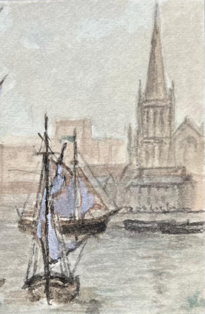 Jack Grunwell; Redcliffe Bristol Historic Maritime Watercolor Sailing Ships River Scene - 4