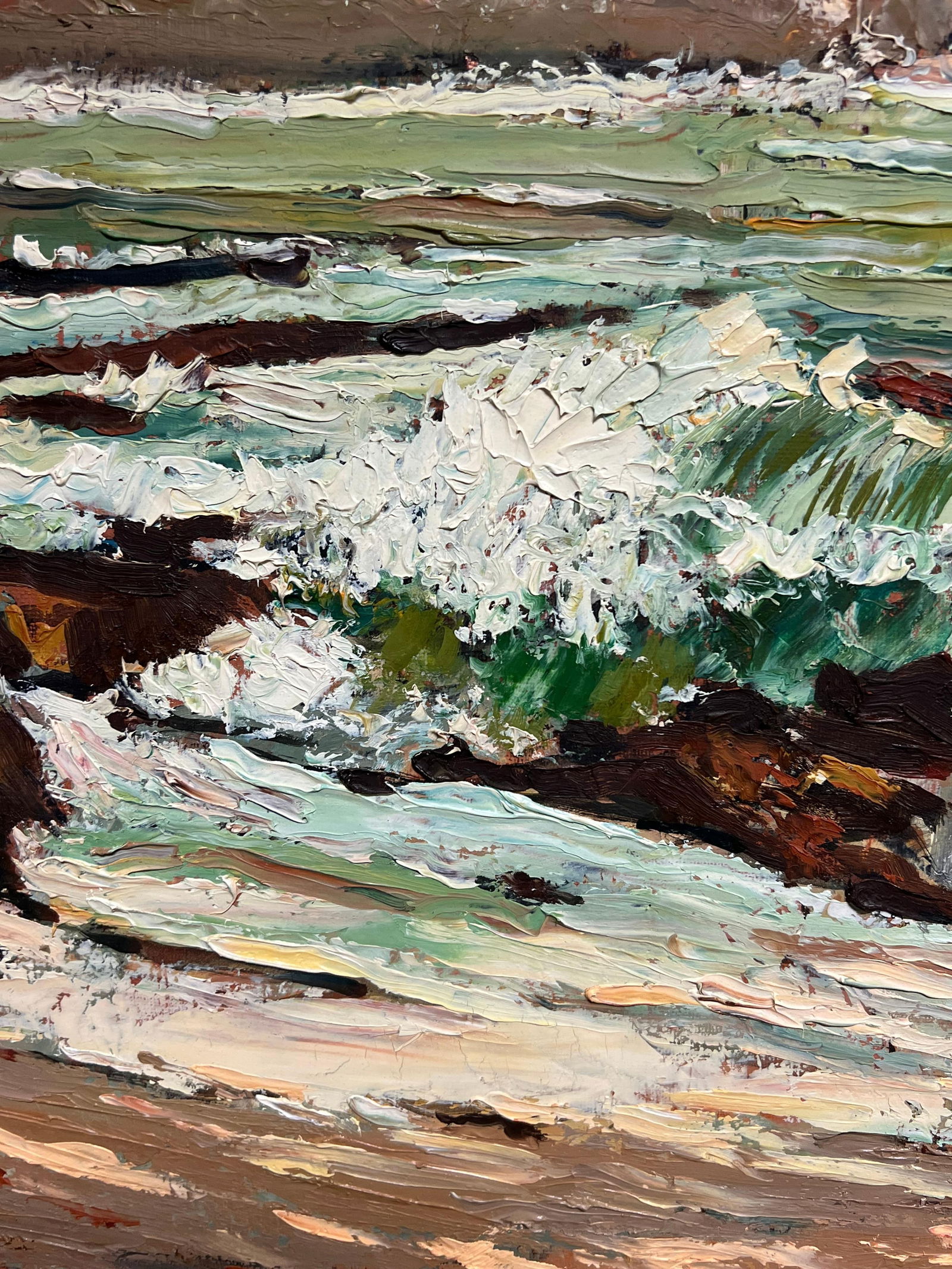 Georges Bordonove; Dramatic Coastal Seascape with Stormy Sky Expressive Textured Oil Painting, 1965 - 11