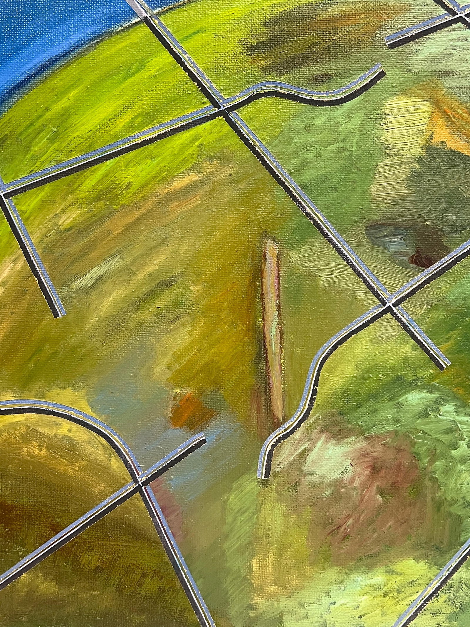 Gilbert Pelissier; Spherical Landscape by Geometric Lines Abstract French 20th Century Painting, - 7