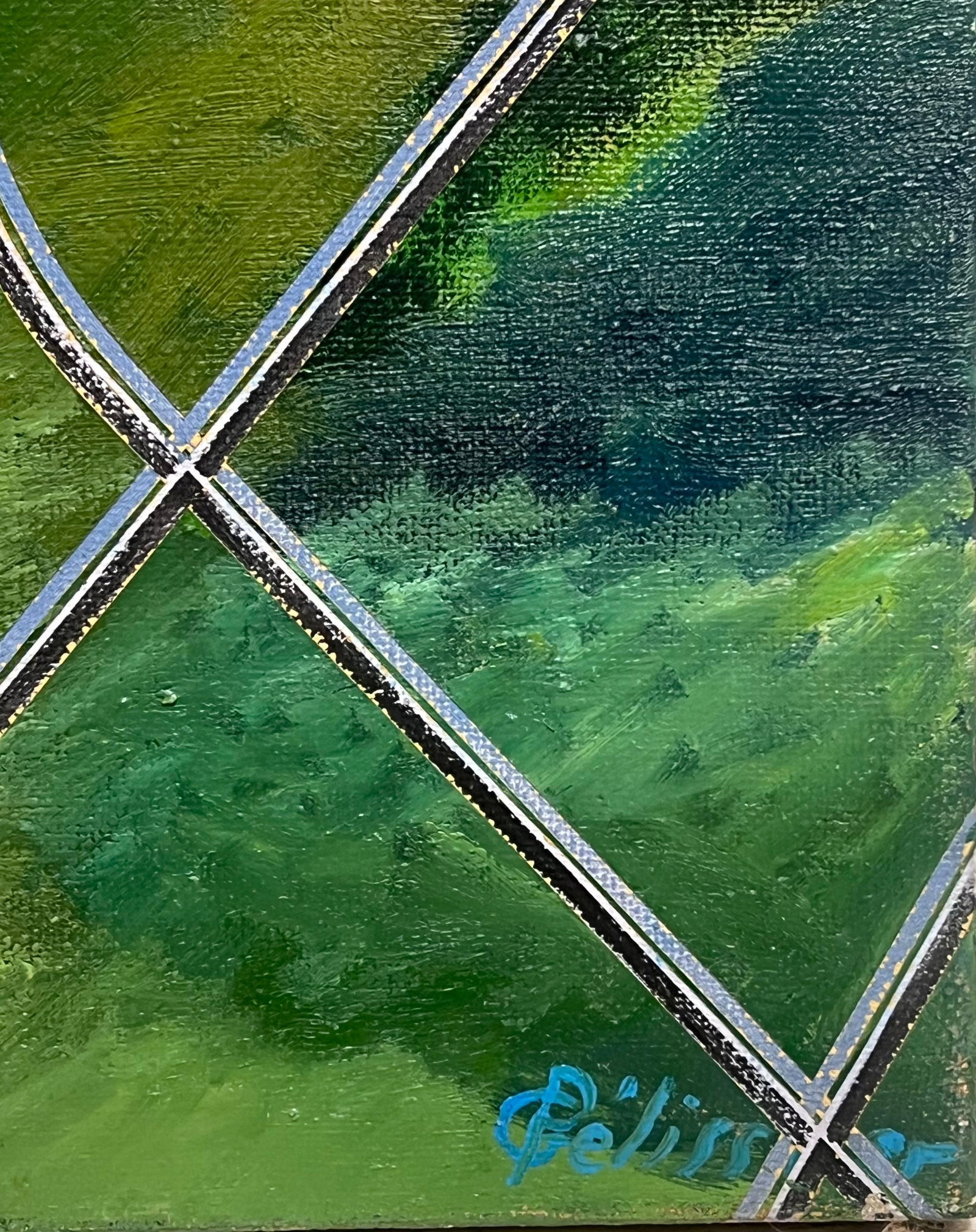 Gilbert Pelissier; Spherical Landscape by Geometric Lines Abstract French 20th Century Painting, - 10