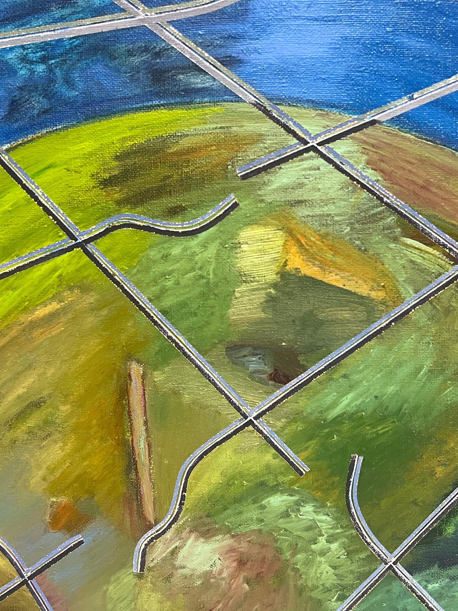 Gilbert Pelissier; Spherical Landscape by Geometric Lines Abstract French 20th Century Painting, - 11