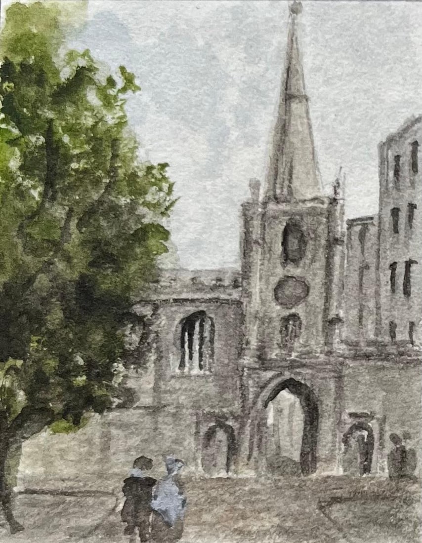 Jack Grunwell; Historic Miniature Watercolor of St. John’s on the Wall and All Saints Church - 5