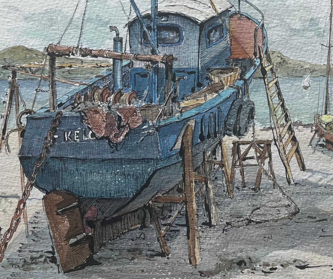 Robert Lepine (1929 - 2017); French Watercolor of Barques sur la Grève and Fishing Boats on - 3