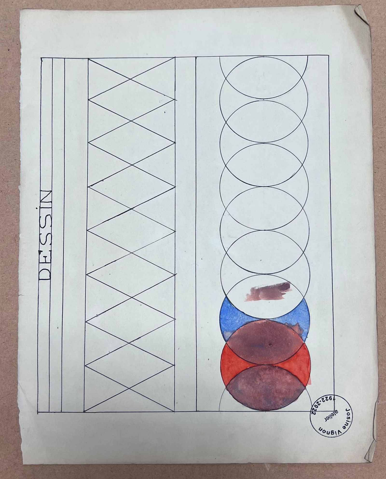 Josine Vignon; Mid Century French Sketch of a Fashionable Chic Posed Lady, 1945 - 5