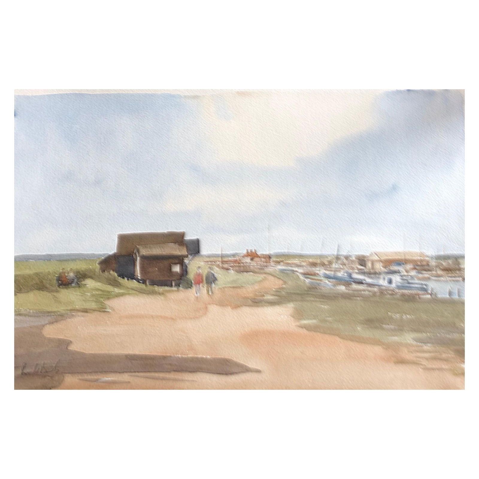 Walberswick Suffolk Signed Original British Watercolour Painting, circa 1992 - 8