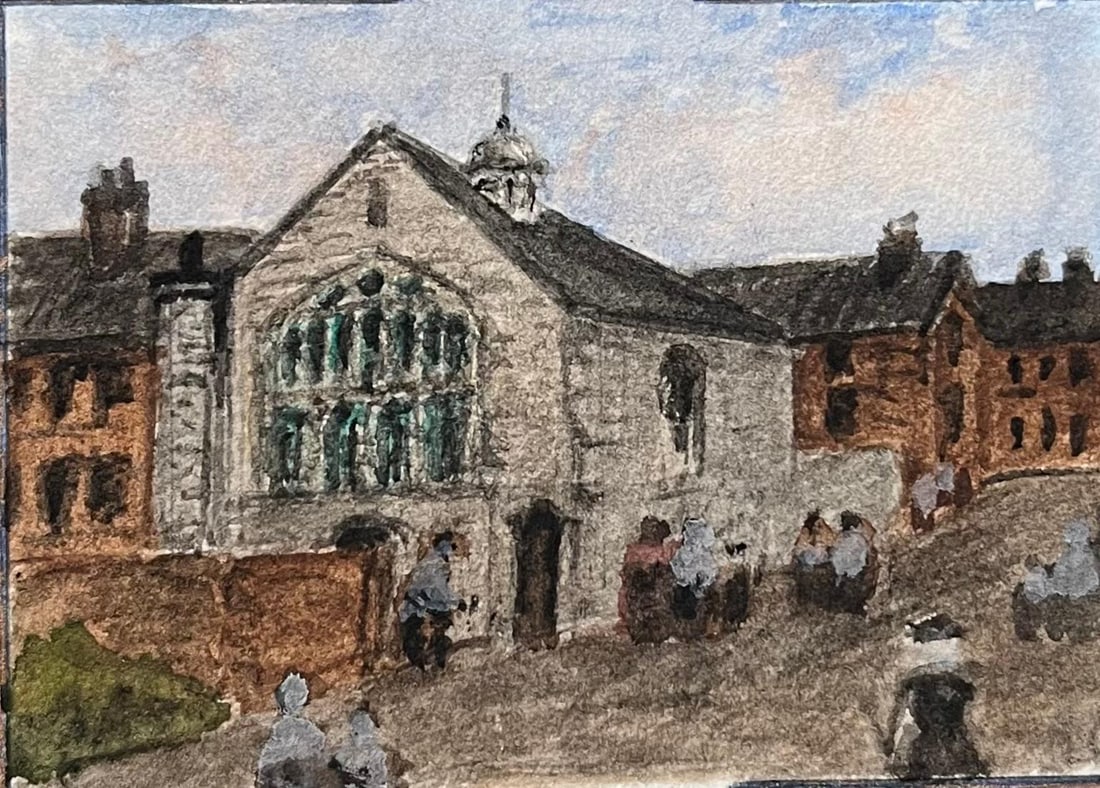 Jack Grunwell; Miniature Watercolor of Chapel of the Three Kings, Christmas Steps in Bristol - 2